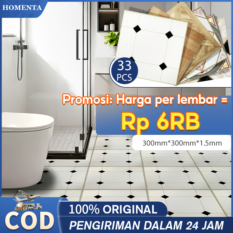 Stiker Lantai Anti Slip Persegi 30x30 cm Vinyl Anti Licin Kamar Mandi Dapur - Motif Marmer/Kayu 33 L