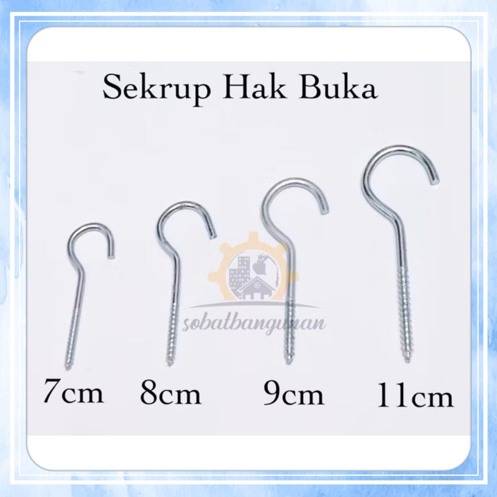 ECER Sekrup Hak Buka 7cm 8cm 9cm 11cm / Sekrup Ulir / Cantolan