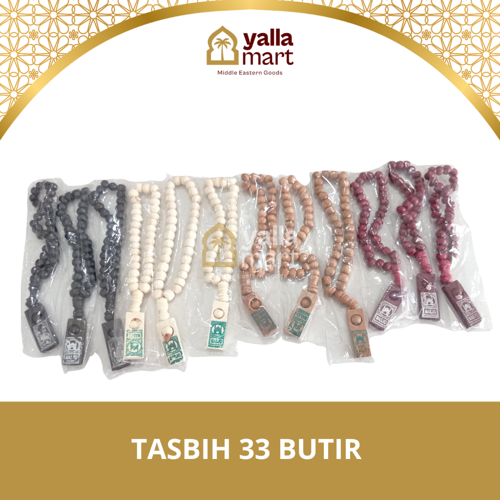 Tasbih Kayu 33 butir | Tasbih Oleh Oleh Haji dan Oleh Oleh Umroh | Hampers- Yalla Mart Ex Gudang Imm