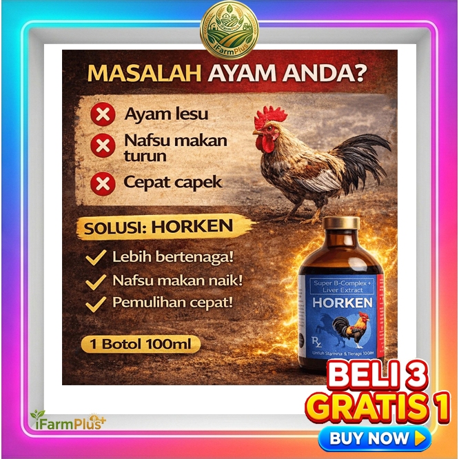 HORKEN Super B-Complex 100ml – Vitamin Ayam Aduan Penambah Nafsu Makan Stamina & Pemulihan Hati