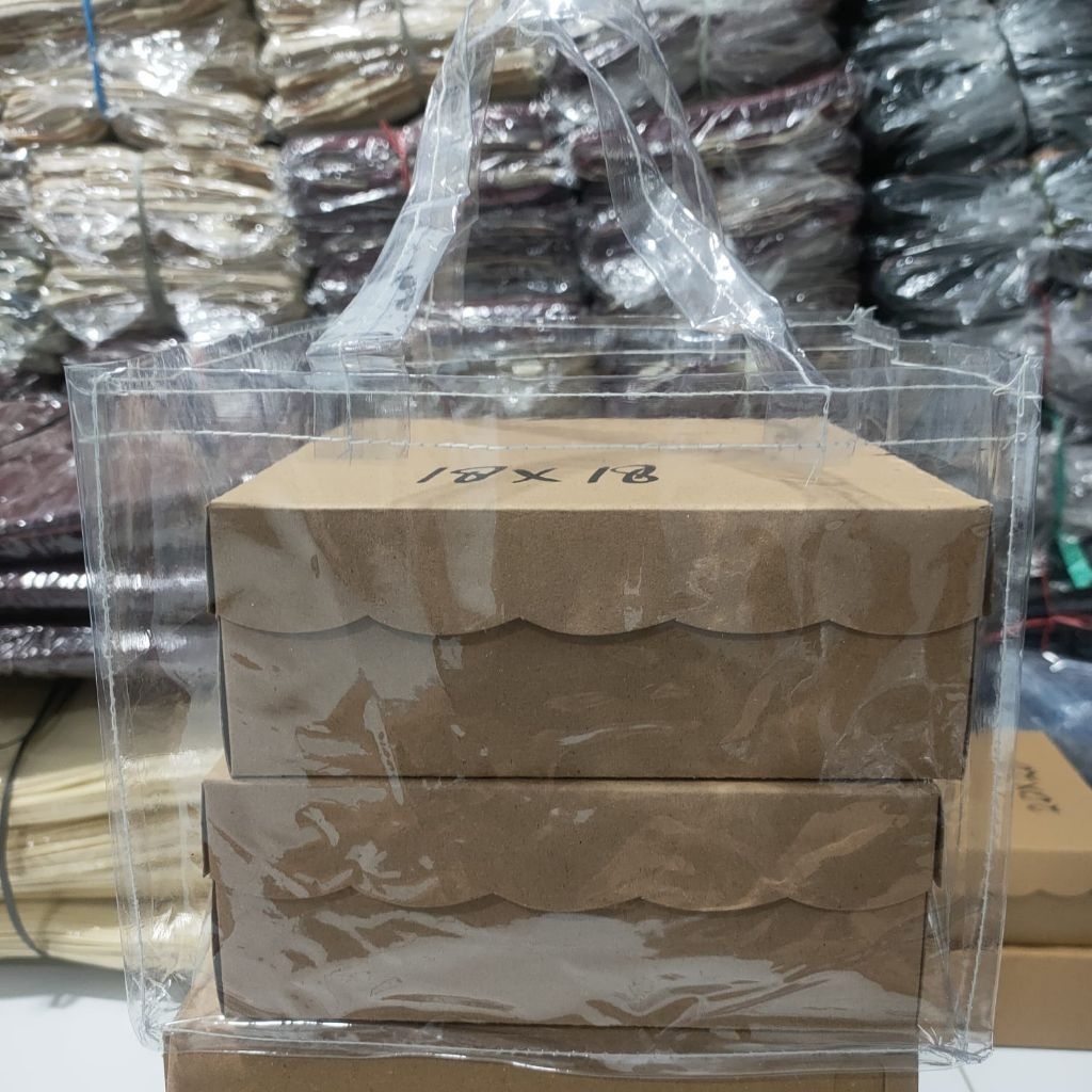 Tas mika box bento / Hokben UK. 25x20x20cm bahan ori mika 0,15mm(12pcs)