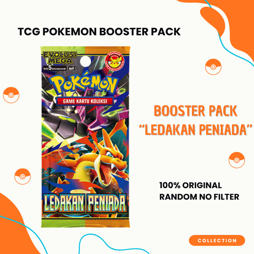 No Sortir TCG Pokemon Booster Pack Ledakan Peniada Evolusi Mega MA4 - Dluxe Store