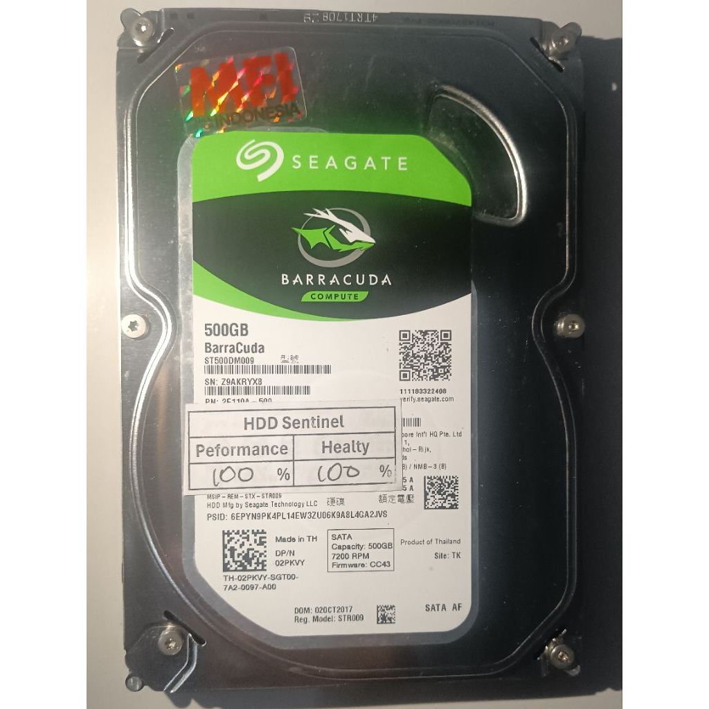 Harddisk Seagate 500GB Bekas Sentinel 100%