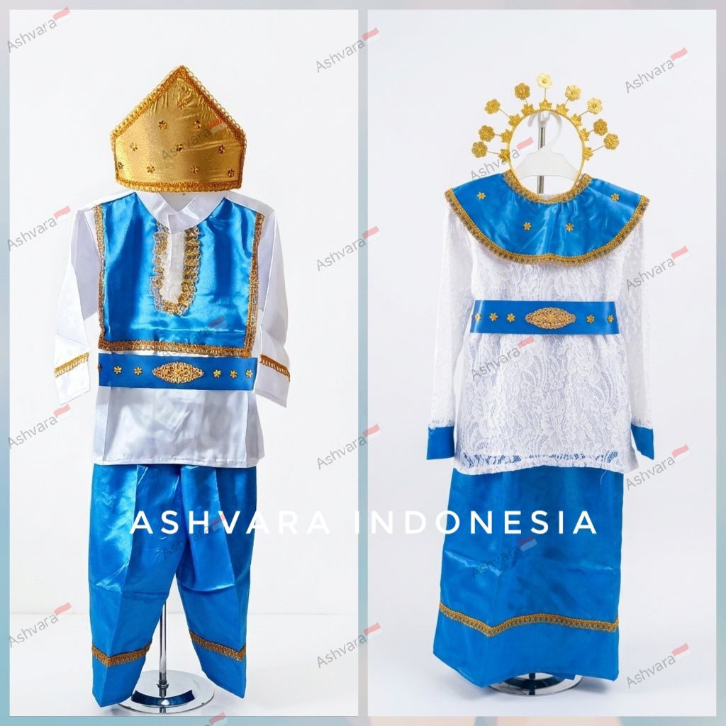 Setelan Baju Adat Manado Anak Laki-laki dan Perempuan PAUD TK SD Lengkap Aksesoris
