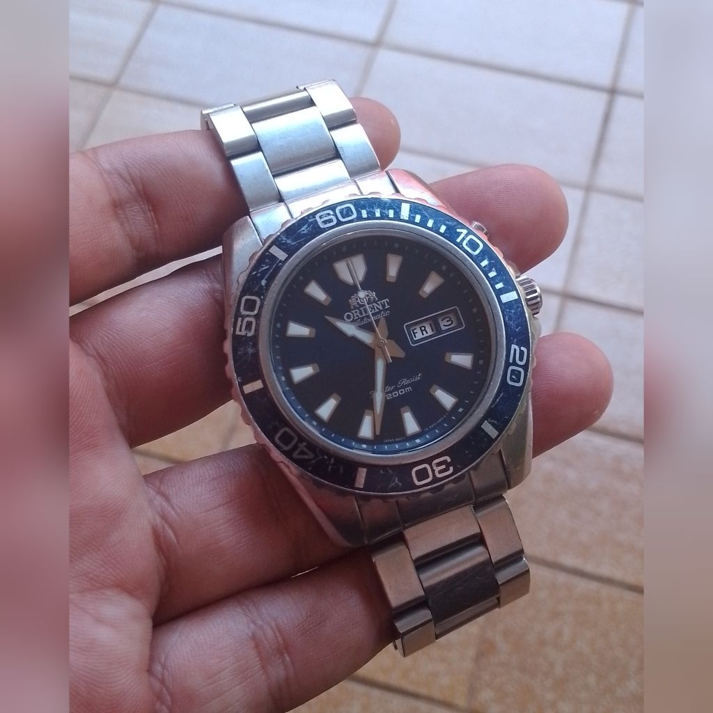 jam orient original mako XL blue diver 200m automatic