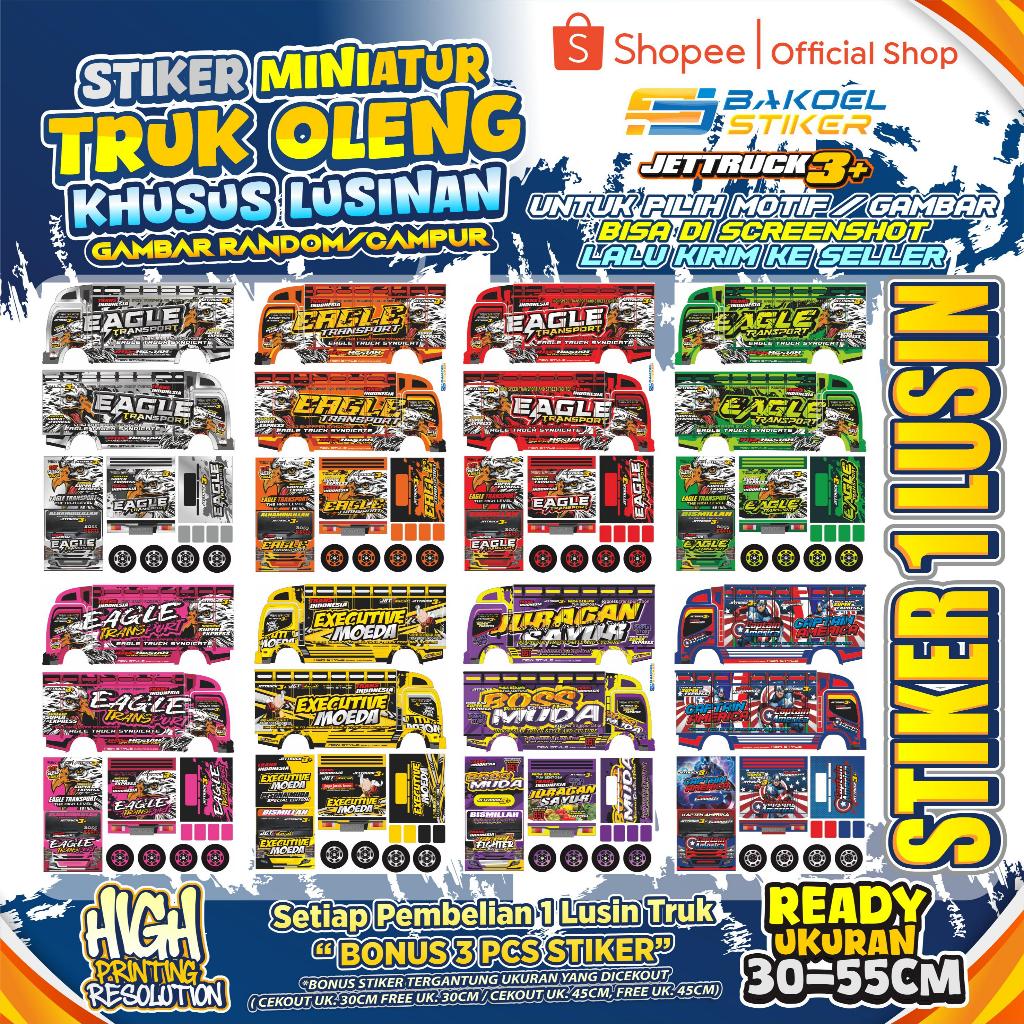 STIKER MINIATUR TRUK OLENG UK 30/45CM 1 LUSIN | RANDOM