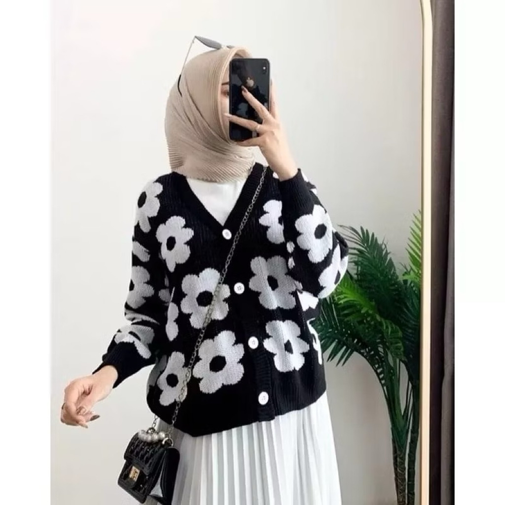 cardigan rajut korea| cardigan rajut premium |cardigan motif bunga