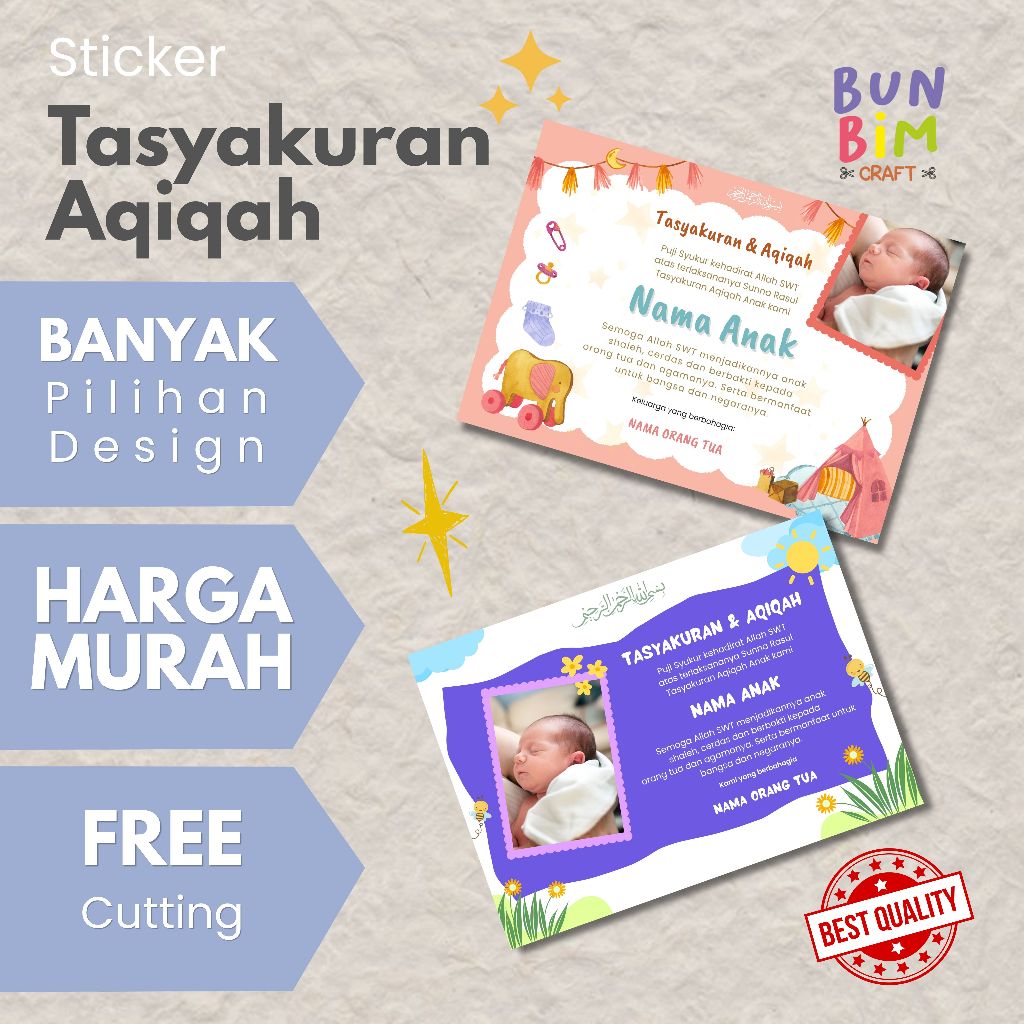 Sticker Tasyakuran Aqiqah | Custom Sticker Tasyakuran Aqiqah | Sticker Berkat Aqiqah