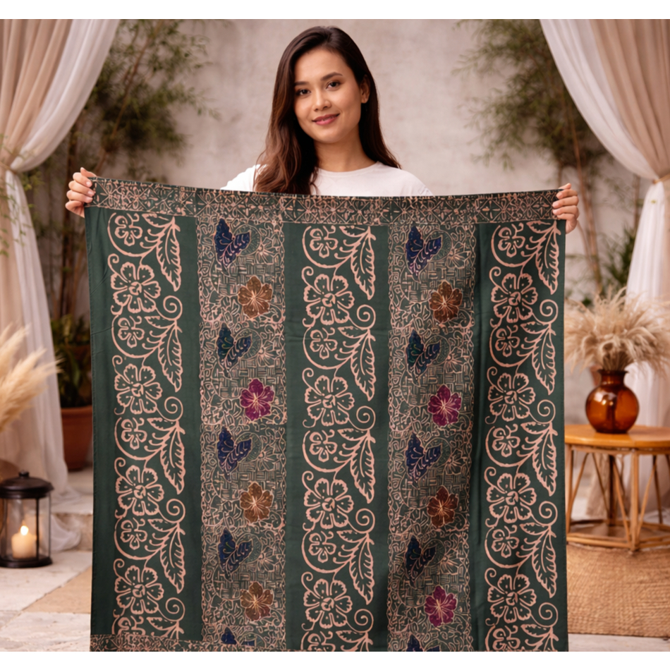 Sarung Batik Tulis Wanita Jumbo Khas Cirebon – Kain Batik Tradisional Elegan Belum di Jahit - bahan 