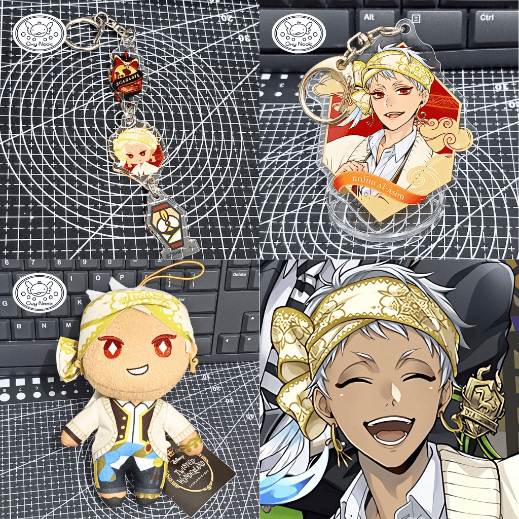 [UP] Twisted Wonderland Official Merch Scarabia Wafer Card, Sega Plush & Can Badge Kalim Al Asim