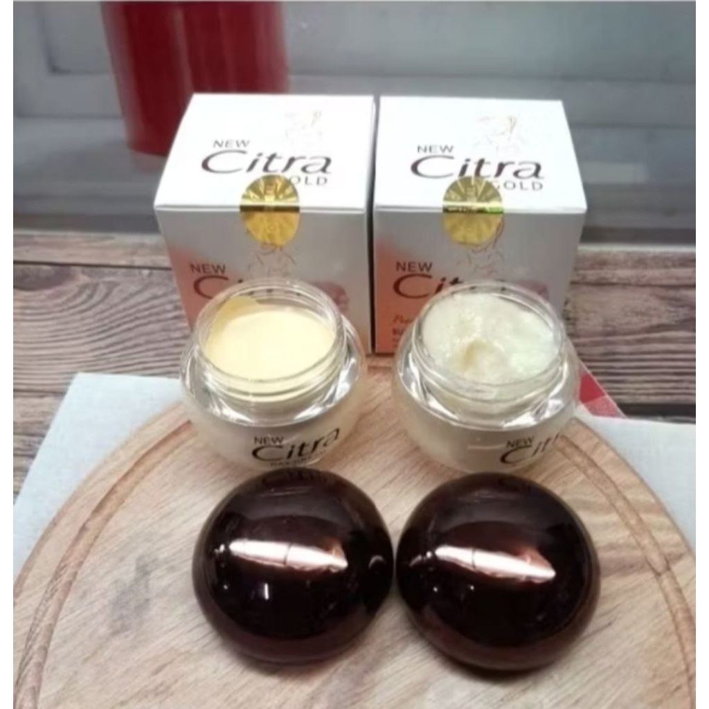 Citra Paket Cream Flek Day & Night Cream BPOM Gold Pearly White UV Bubuk Mutiara Cina 20g