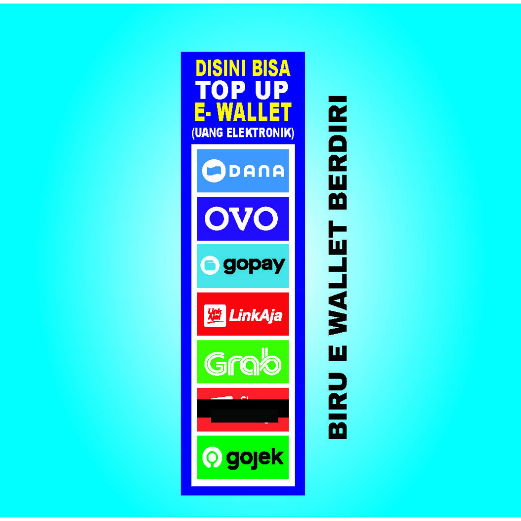 SPANDUK KONTER HIASAN LOGO EWALET BERDIRI BIRU