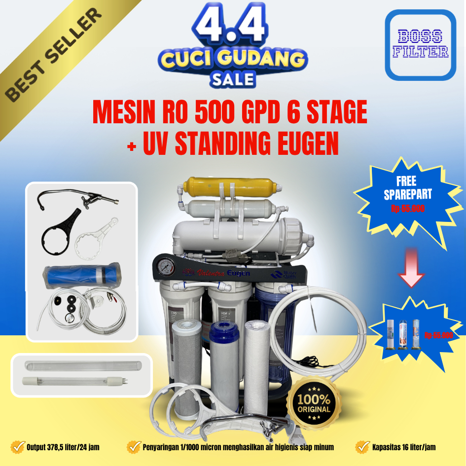 MESIN RO EUGEN 500 GPD 6 STEP / REVERSE OSMOSIS EUGEN 500 GPD