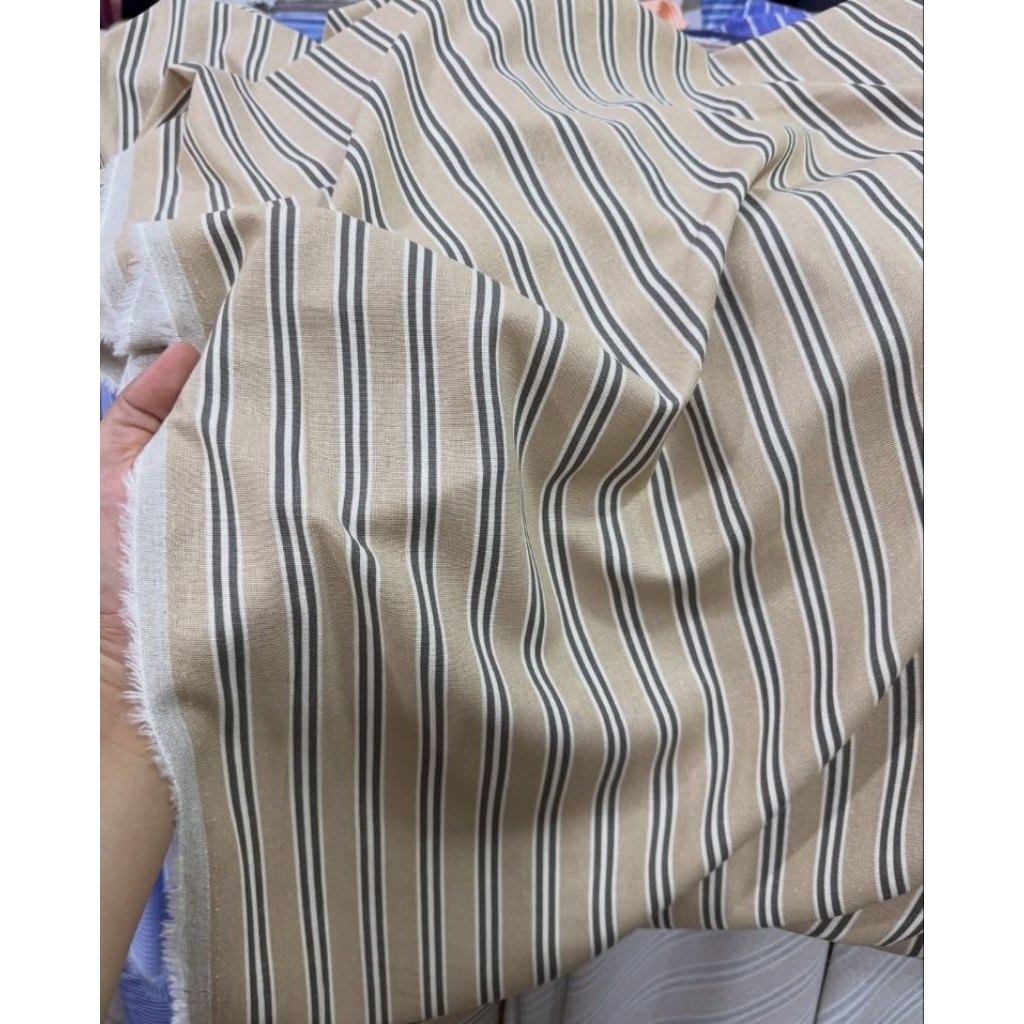 [BISA COD] bahan katun linen premium //  katun linen salur // linen strep // katun linen import //