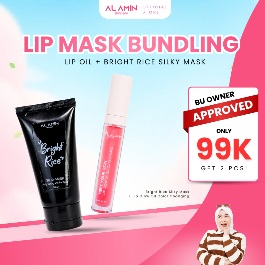 (Bu Owner Approved) Bundle Skincare Alamin Lip Oil+Silky Mask