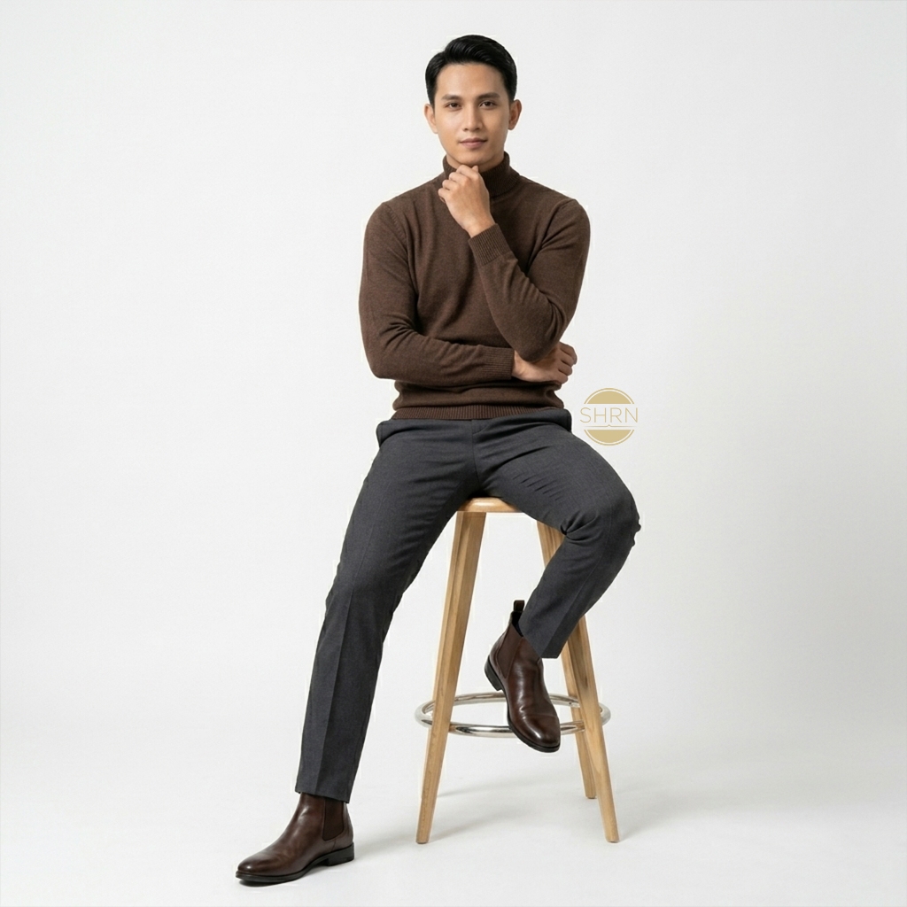 Sweater Rajut Pria Turtleneck Kerah Tinggi Premium Polos Knitwear Hangat Slimfit Casual Korea