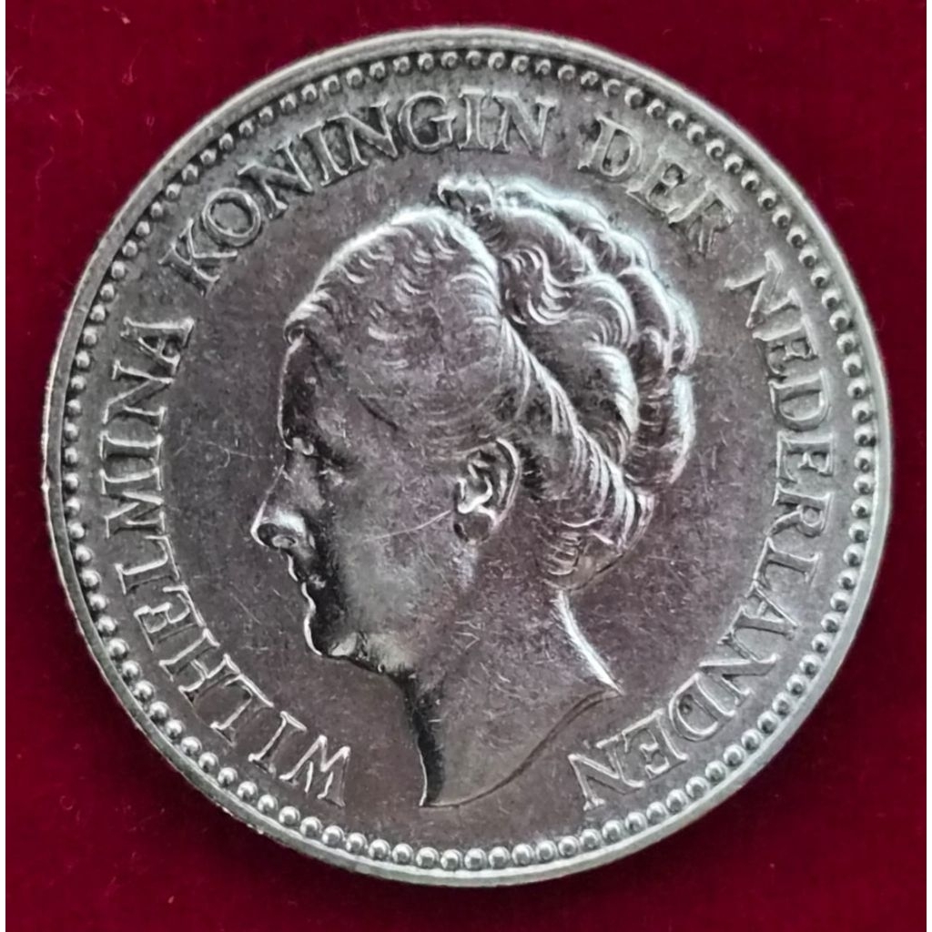 Koin Perak ½ Gulden 1930 Wilhelmina (XF)