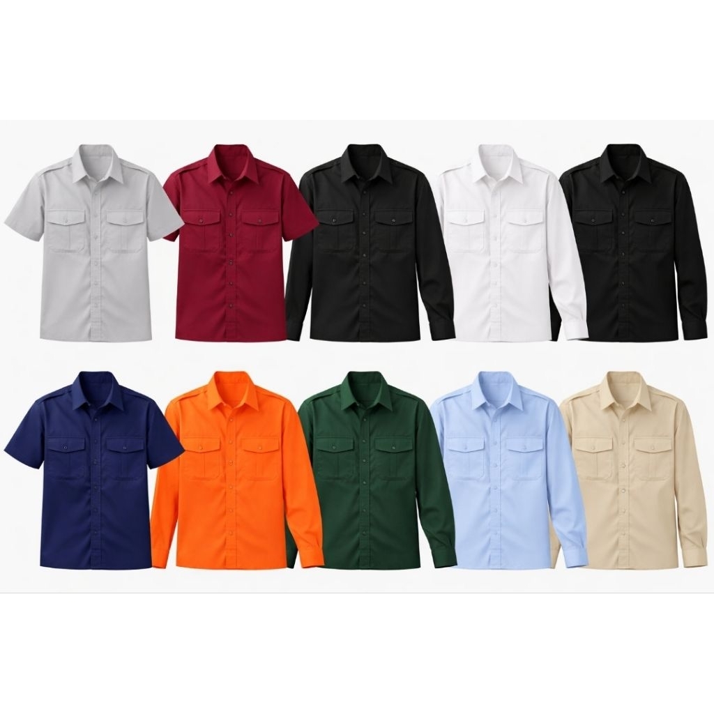 Kemeja PDH PDL Polos Pria Wanita Lengan  Panjang Bahan Nagata Drill Premium Size S-4XL