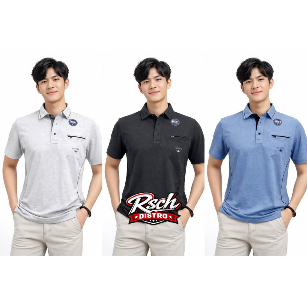 Kaos Kerah Fashion Pria CRS 91/HUGO CLASS Original Misty Polos Kombinasi Pundak DROPPEP M-XXL (Kanci