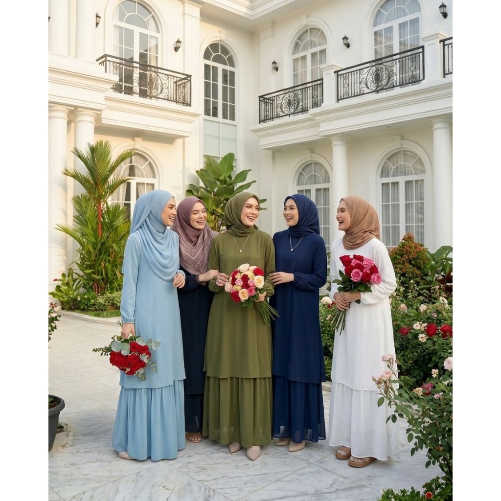 Gamis Malaysia Anggun Bahan Cerruty/Gamis Malaysia Ld 100-130 Bahan Ceruty Babydoll full puring/Dres