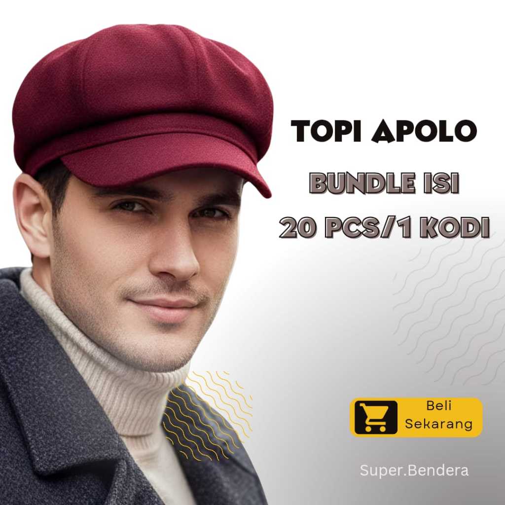 (BUNDLE 20 PCS/1 KODI) Super Topi Newsboy Polos Topi Cap Apolo Dewasa Wanita Pria Vintage