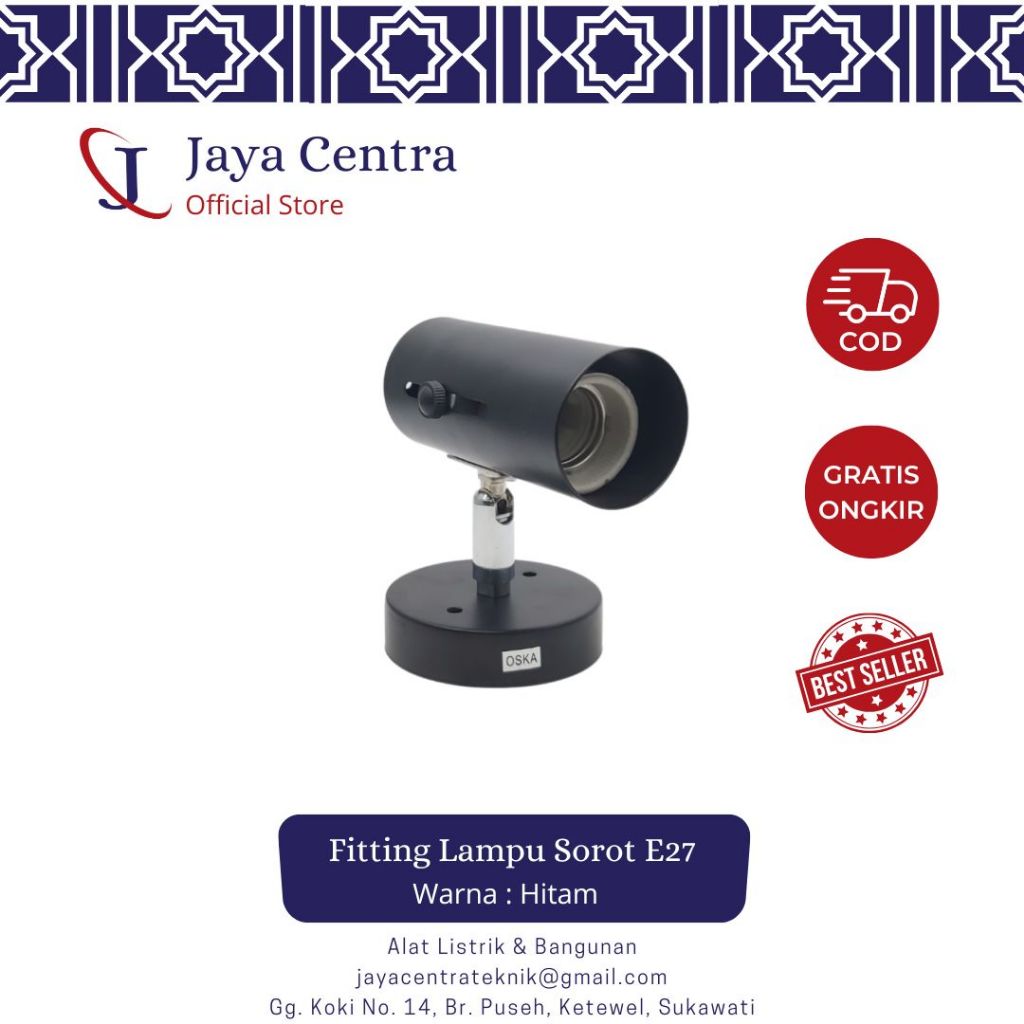 Fitting Lampu Sorot E27 - Kap Lampu Sorot E27 Warna Hitam
