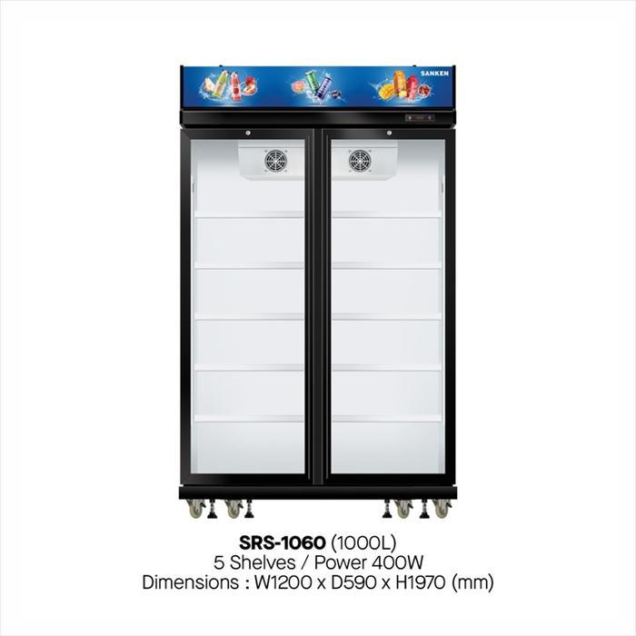 SANKEN SRS-1060 Showcase 2 Pintu 1000L Inverter Low Watt Dual Tempered Glass Baru