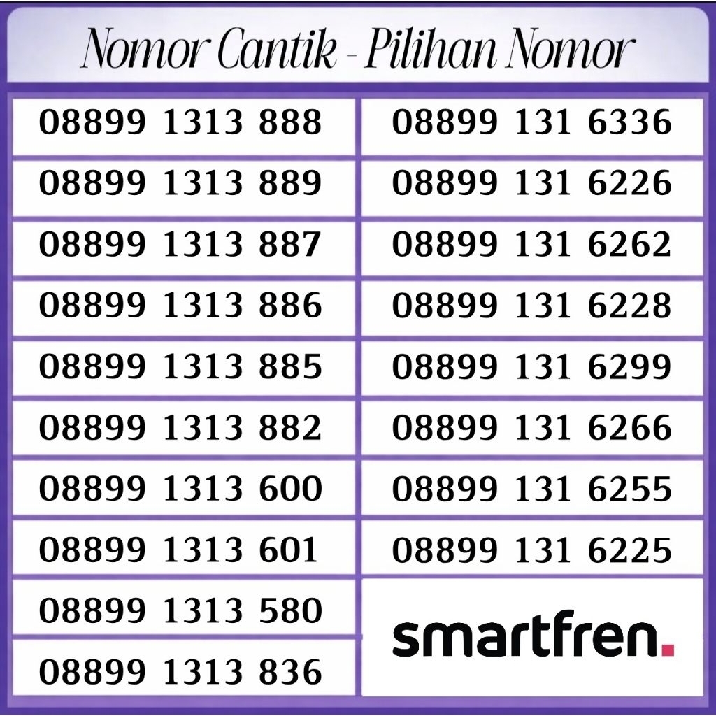 Nomor Cantik Kartu Smartfren - Pilih Nomor Box90