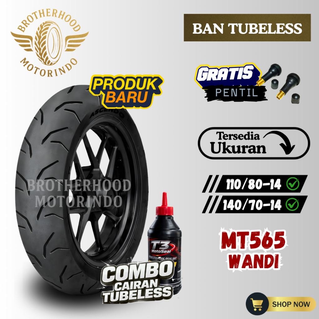 BAN ASCENDO MT565 WANDI RING 14 TUBLES ( 110/80-14 / 140/70-14 ) BAN RING 14 / BAN TUBELESS / RING 1