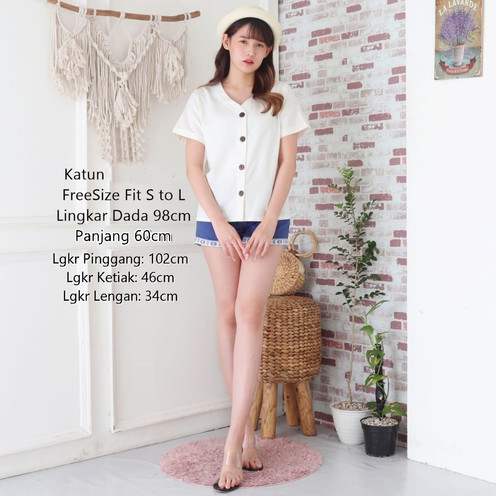 Atasan wanita putih Blouse bahan katun Blus high quality VDB