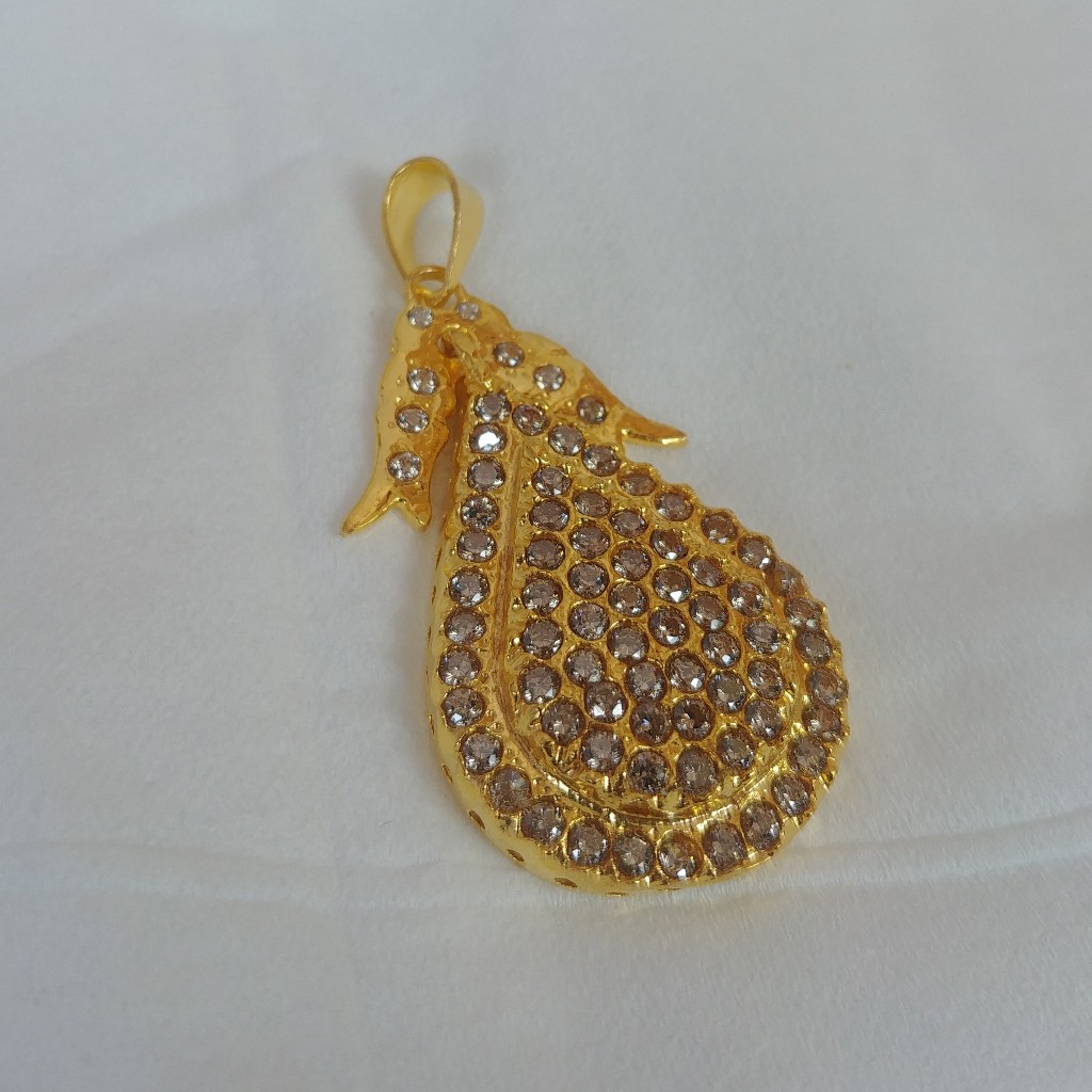 Liontin Bandul Kalung Bulat Mata Minyak Lapis Emas Kuning Zircon Minyak