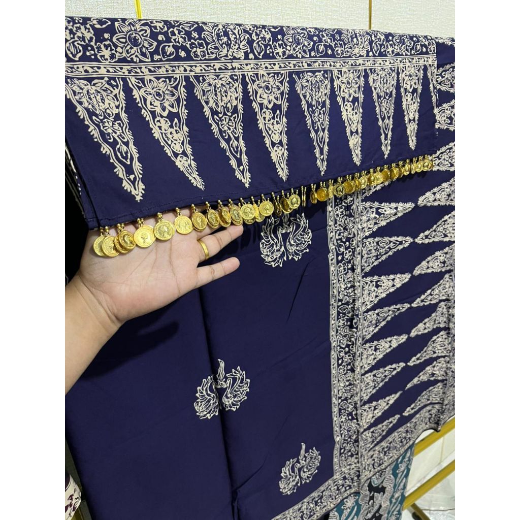 Momsdc Set Kain Batik dan Selendang Tengkuluk Jambi pakai Ronce Koin/kerucut/ekor saluang