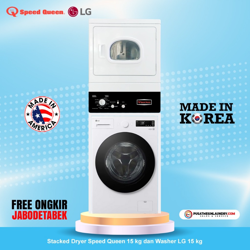 LG Mix Stack Mesin Cuci 15kg & Mesin Pengering Gas 15kg Gas SPG15SN