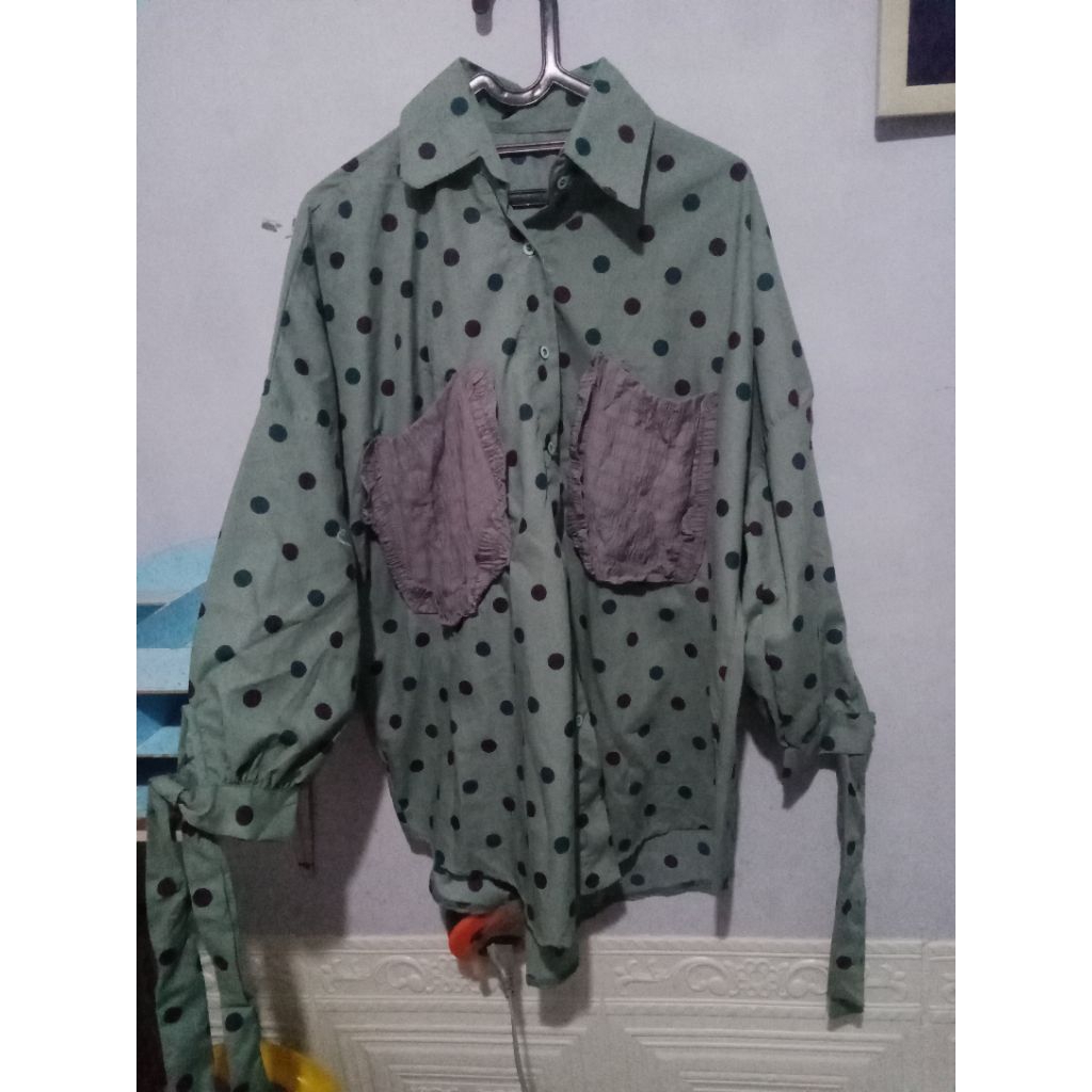 Atasan wanita kemeja Tunik jumbo Polkadot