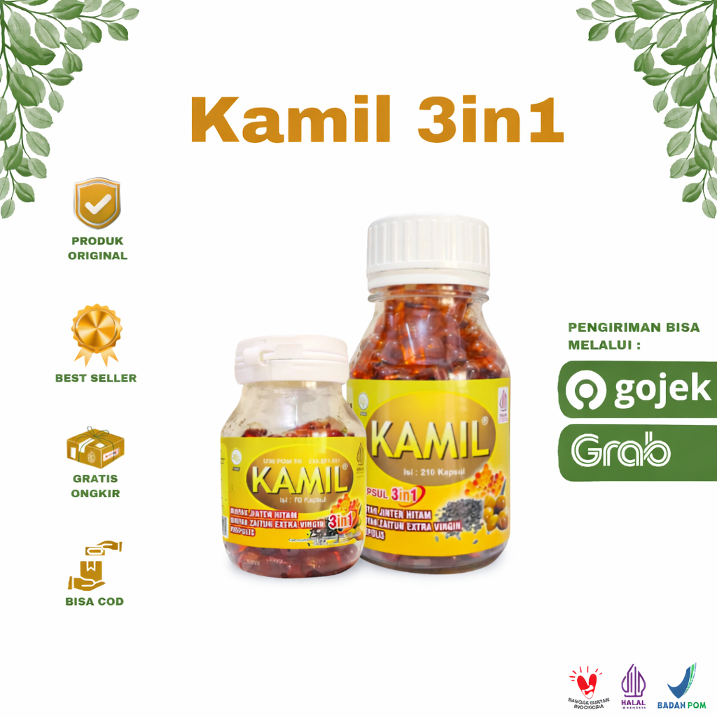 Kamil 3 in 1 70 Kapsul | Habbatussauda, Zaitun, Propolis Asli