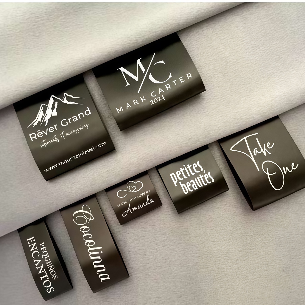 label satin hitam label baju satin hitam custom label baju label pakaian label custom label merek la