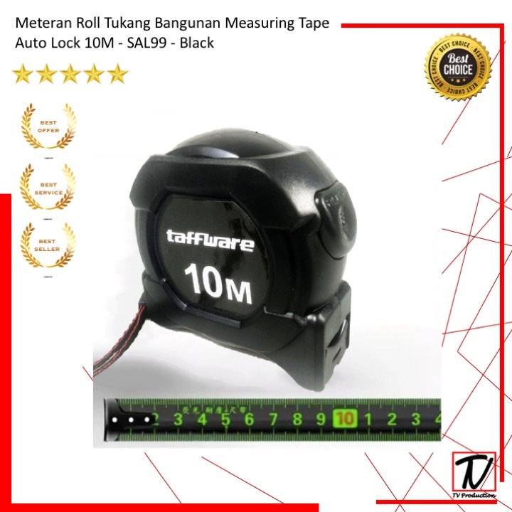 Meteran Roll Tukang Bangunan Measuring Tape Auto Lock 10M