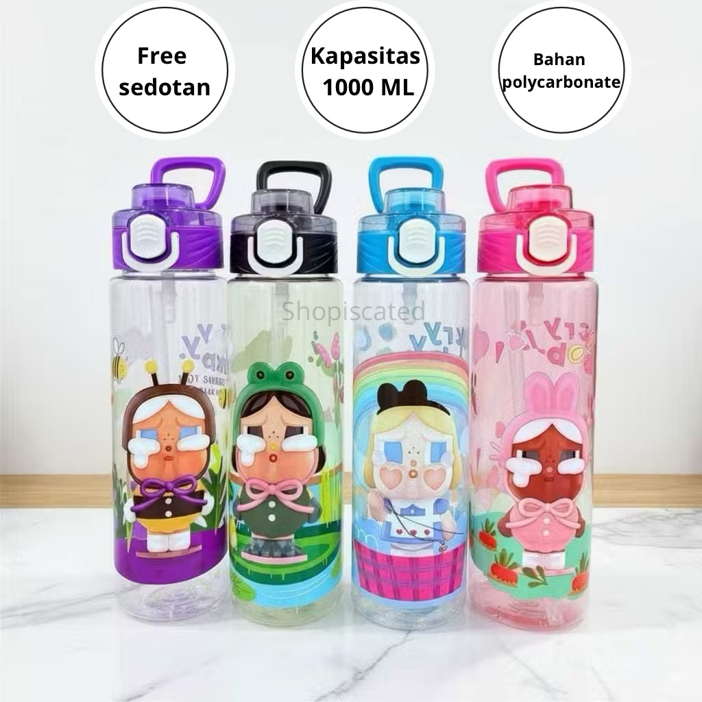 BOTOL MINUM ANAK KARAKTER CRY BABY 1 Liter|BOTOL MINUM 1LITER ANAK CRY BABY|BOTOL MINUM 1 LITER BENI