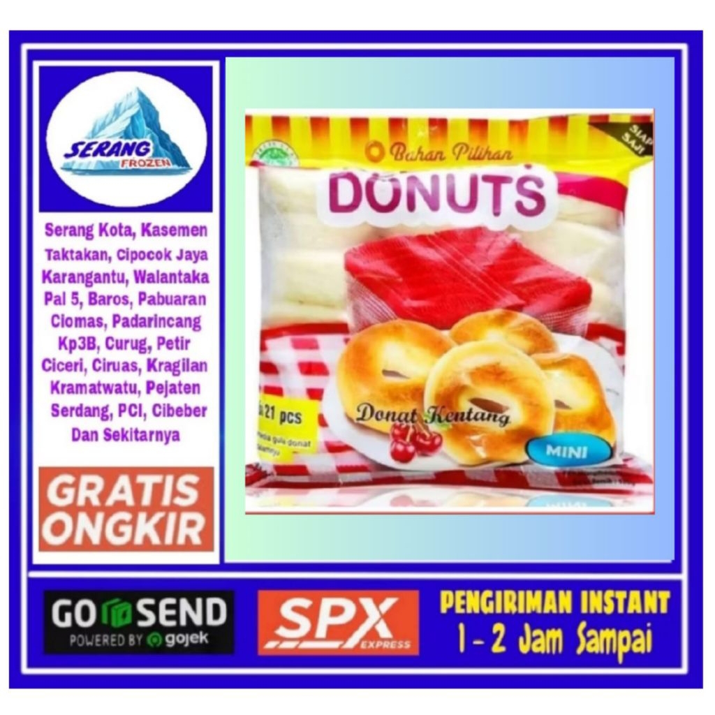 Donat Kentang mini, 21 pcs,Donat Beku, Serang Frozen
