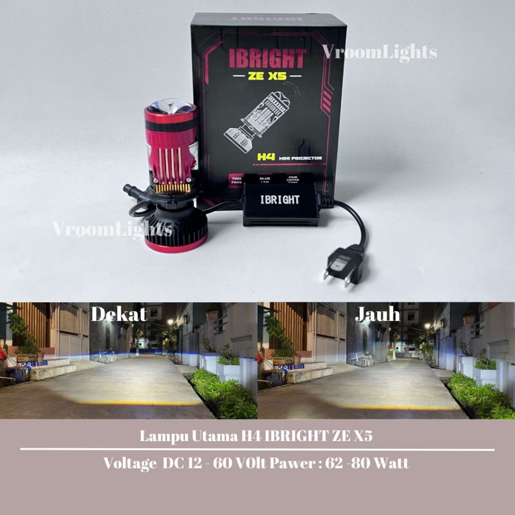 IBRIGHT Tipe ZE X5 - Lampu Utama H4 Double Kipas