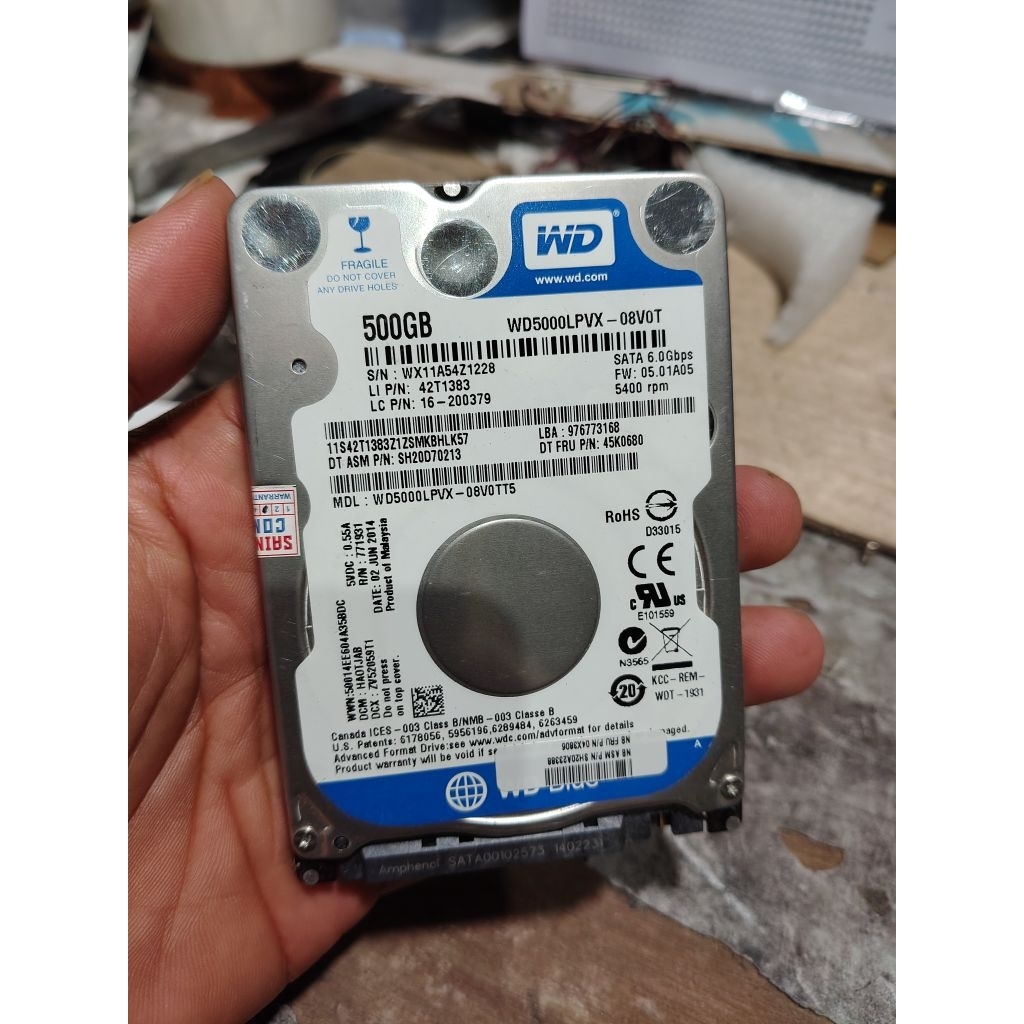 hardisk laptop WD blue slim 500 gb