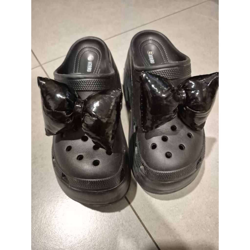 Ataru Ukuran 37 Sandal Wanita Clogs Platform - Hitam Women Slipper Sendal Kasual Alas Kaki Perempuan