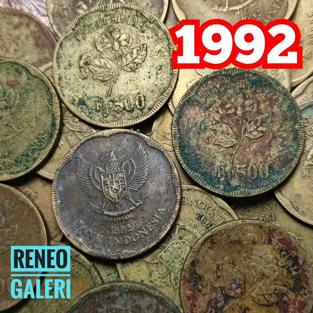 Jelek asli 500 Rupiah tahun 1992 Melati besar Uang Koin kuno logam Indonesia original