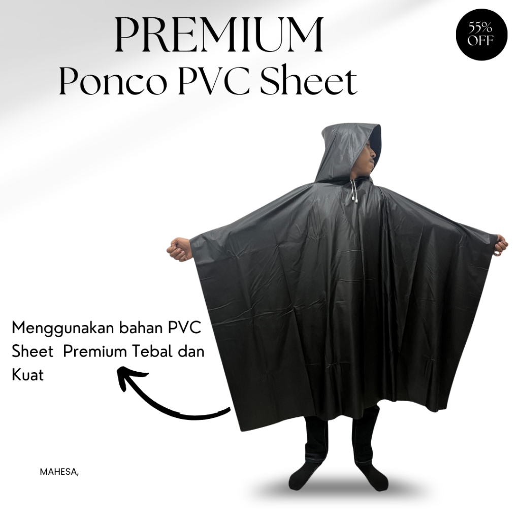 Jas Hujan Model Ponco Kelelawar bahan PVC sheet Karet Tebal dan Kuat
