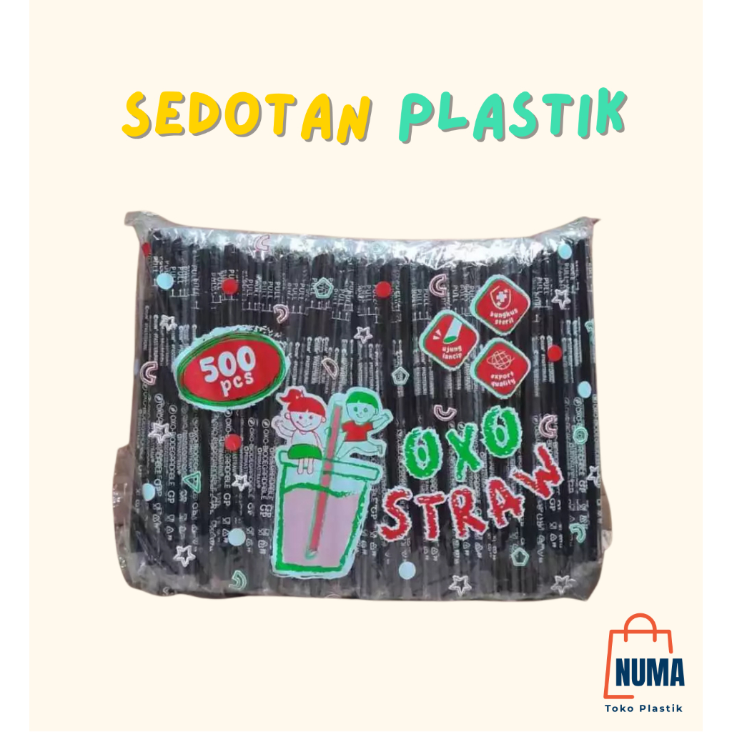 Sedotan Steril Oxo Straw 6mm - Sedotan Plastik Bungkus Higienis Isi 500 pcs