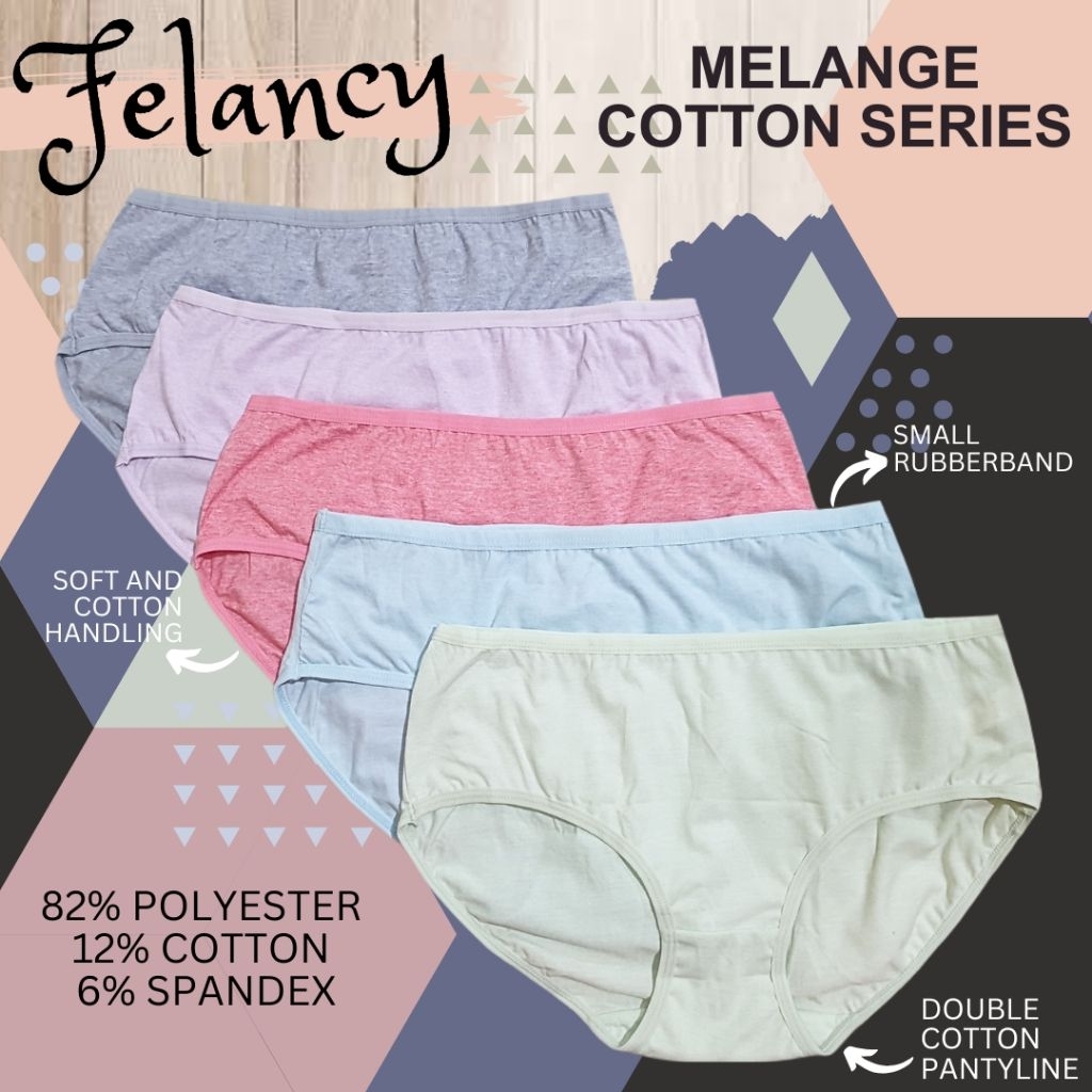 felancy melange cotton series panty pack/celana dalam wanita katun branded murah