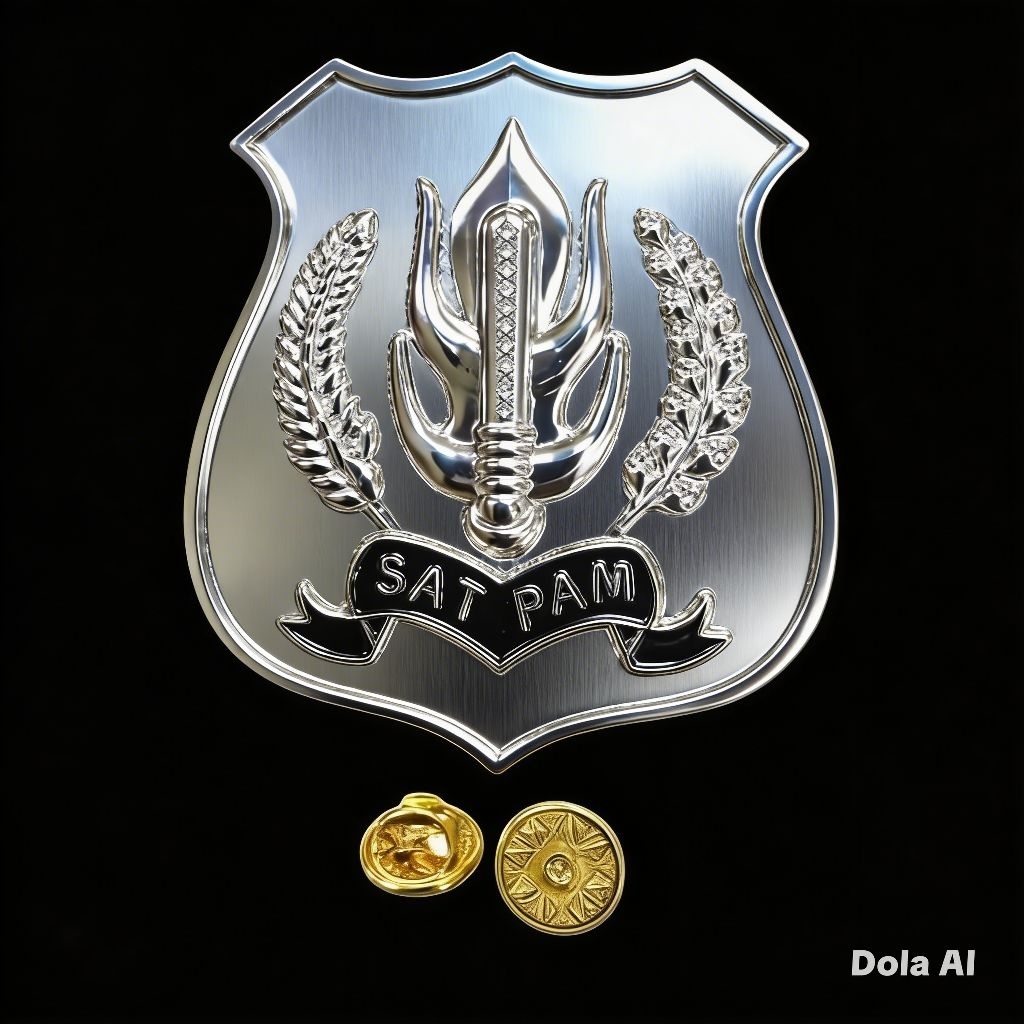 PIN LENCANA KEWENANGAN SATPAM SILVER KANCING PAKU