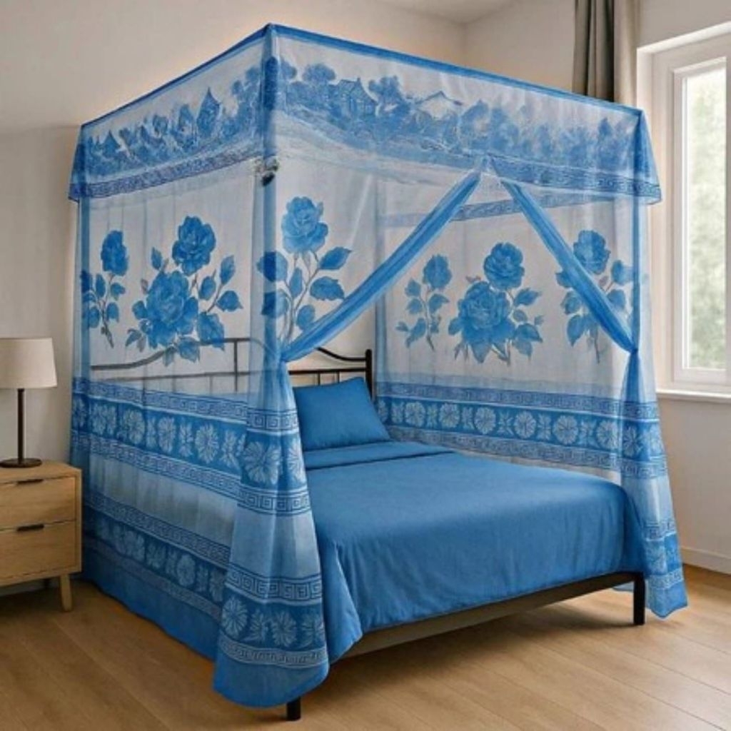Kelambu Tidur Ukuran Jumbo Anti Nyamuk Tebal Motif Bunga - 300x300 cm