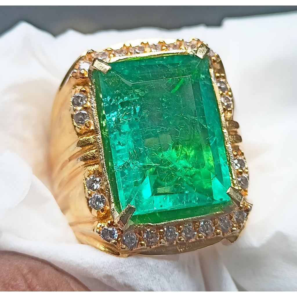 cincin batu natural zamrud Rusia 100%ori