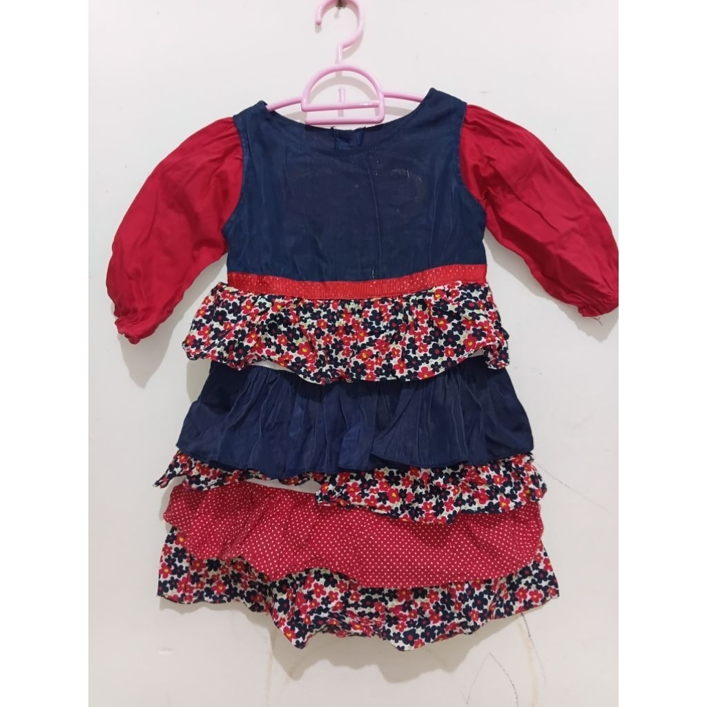 Preloved gamis anak 2-3 tahunan bunga navy